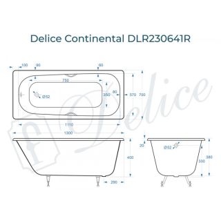 Ванна чугунная Delice Continental DLR230641 130х70
